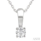 1/10 ctw Prong Set Round Cut Diamond Solitaire Pendant With Chain in 14K White Gold
